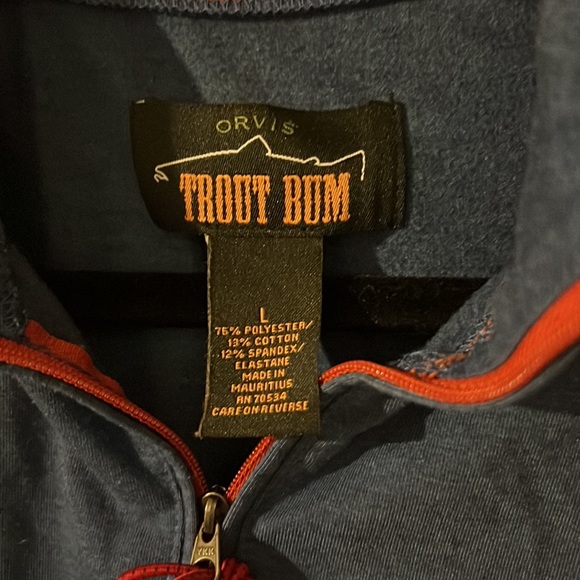 Men’s large Orvis “Trout Bum” zip-up pullover - Picture 3 of 5